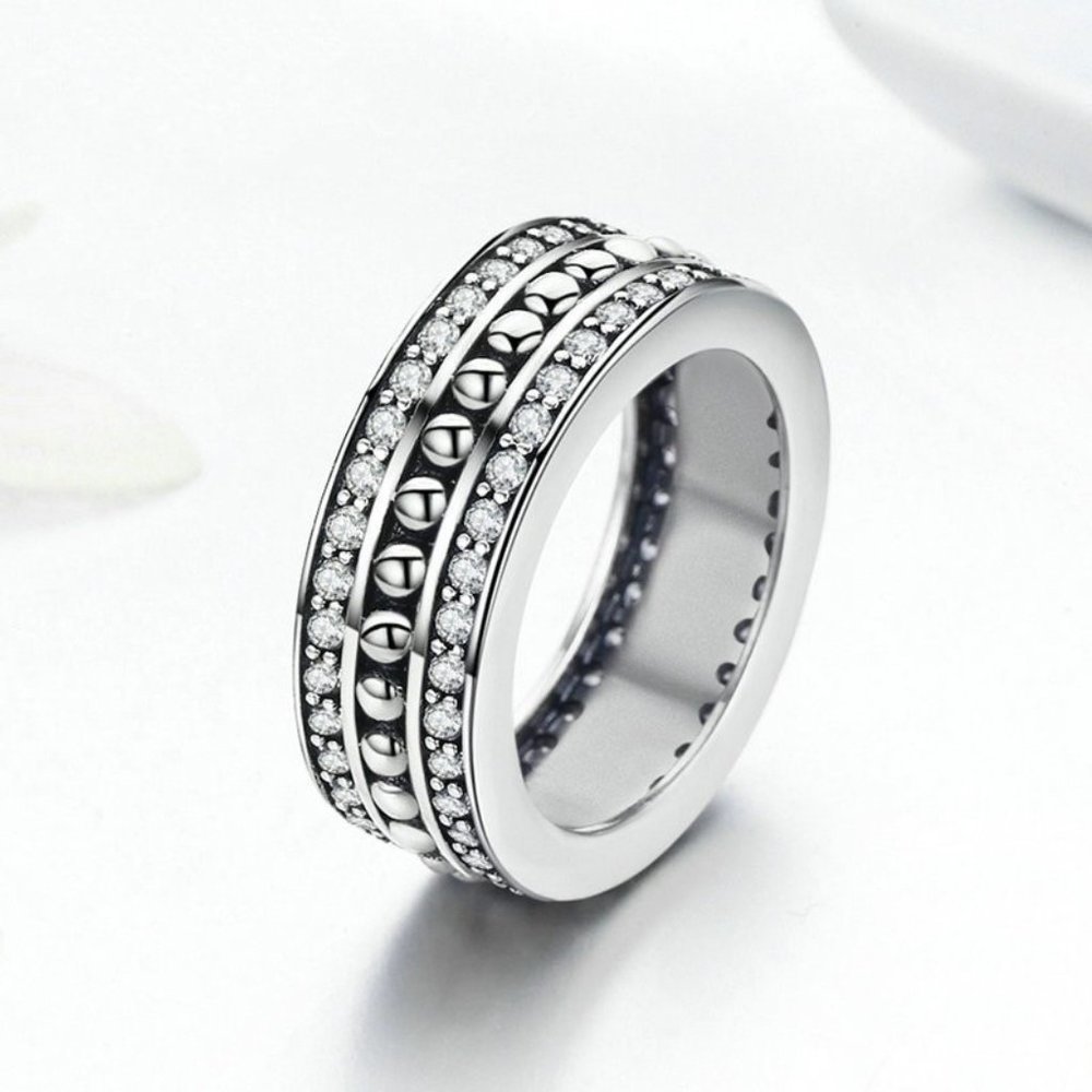 💞 925 Silver Plated Classic White CZ Wedding Couple Ring, FB16FA1089 - Picture 3 of 6